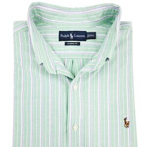 Ralph Lauren Classic Fit Shirt 2XL Naked Pony Striped Oxford Cotton Button Up